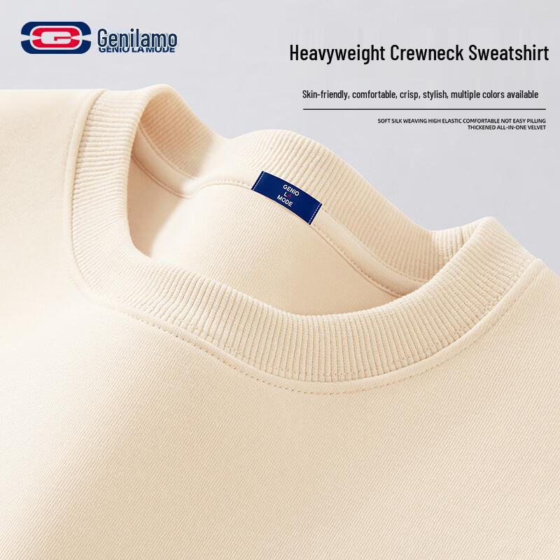 GENIOLAMODE Men s Heavyweight Basic Solid Crew Neck Sweatshirt
