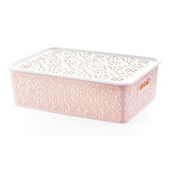 Hollow Desktop Underwear Storage Box with Lid - Plastic Drawer Organizer for Bras & Underwear