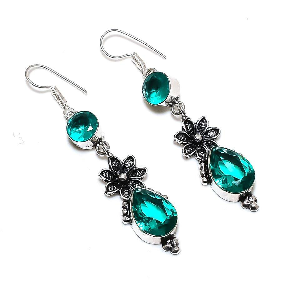 

Natural Green Tourmaline Handmade 925 Sterling Silver Jewelry Earring 2.44 A3e68