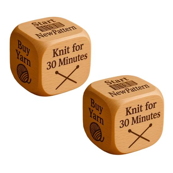 1/2/3/5/6/8Pcs Wooden Quilter Dice with 6 Engraved Quilting Tasks Solid Wood Quilting Embroidery Knitting Projects Baking Drinking Decision Dice Tools