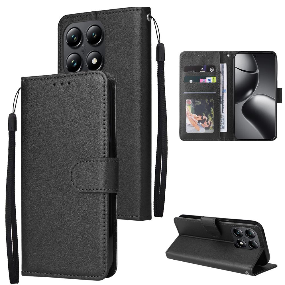 Wallet With Card Slot Photo Frame Kickstand Classic Style Magnetic Flip Leather Case For Xiaomi 14T 14T Pro Shockproof Card Bag