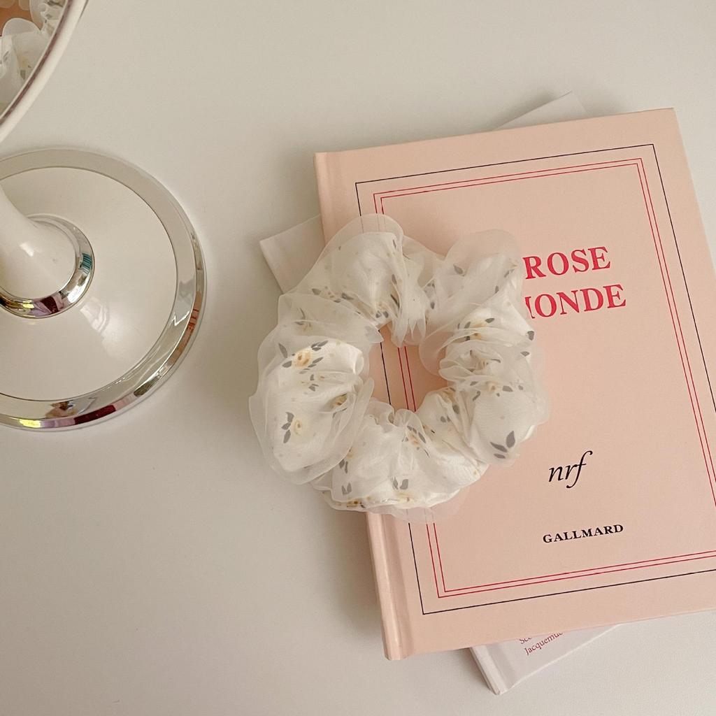 Sweet Korean Style Floral Mesh Hair Tie with Large Intestine Design - School Style Rubber Band E18