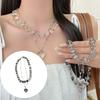 Fashionable Double Layer Beaded Necklace Vintage Irregular Heart Pendant Clavicle Chain Jewelry For Women