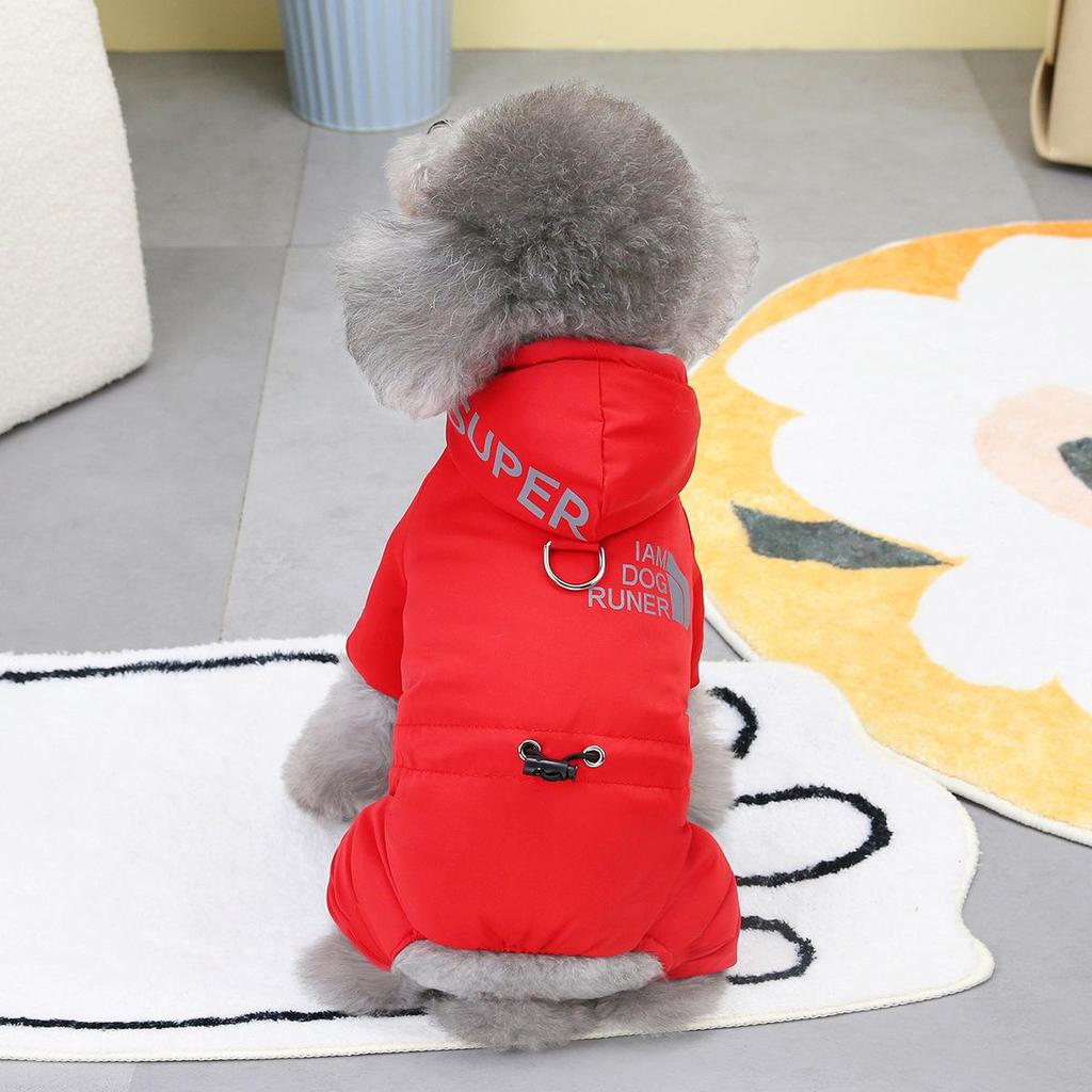 Reflective Four-Legged Cotton Dog Coat for Autumn and Winter Sports