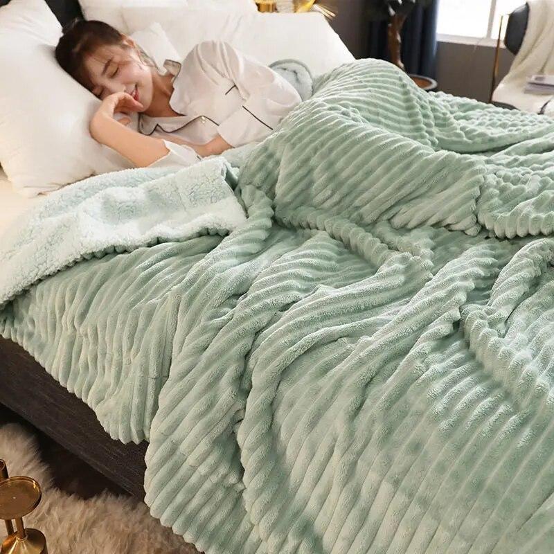Pătură din lână cu lapte îngroșat Pătură de flanel Lenjerie caldă Aer condiționat Pătură Siesta Dormitor Paturi Pătură de iarnă