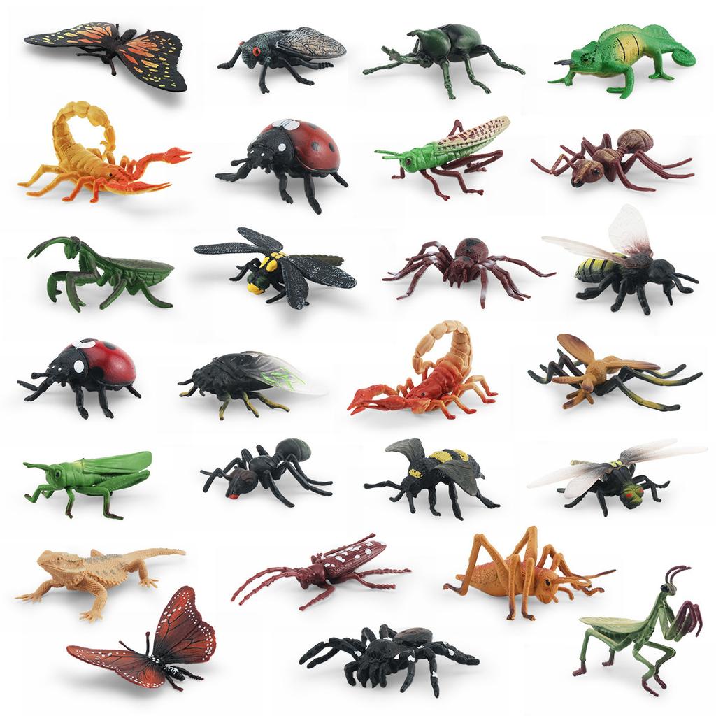 Simulation Insect Model Set Lizard Scorpion Spider Bee Ladybug Butterfly Mosquito Dragonfly Static Ornament
