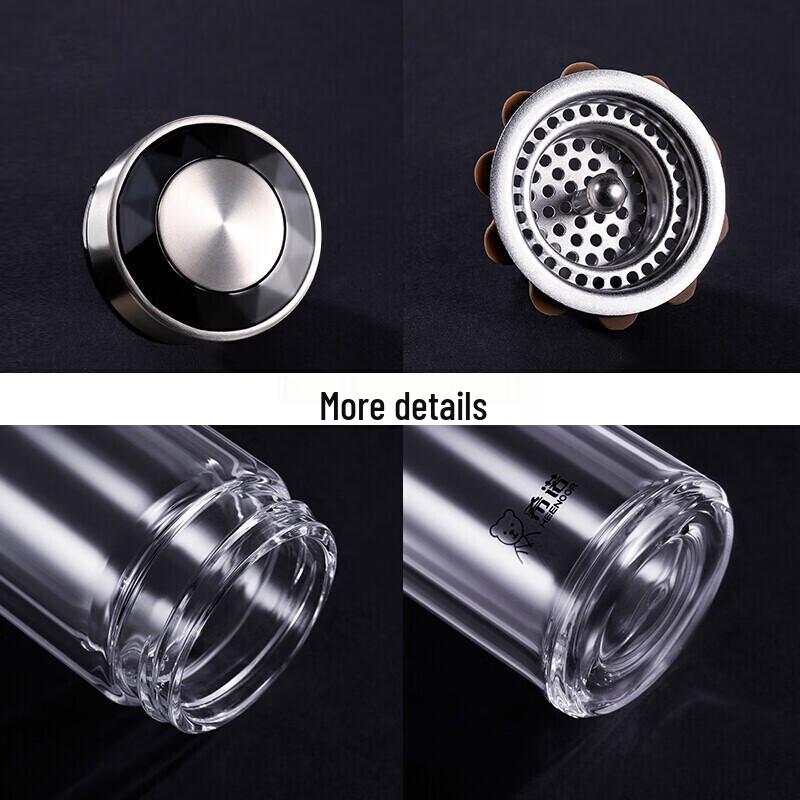 HEENOOR Double-Layer Glass Travel Mug