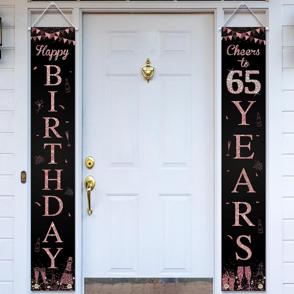 Happy 40th Birthday Door Banner Porch Sign Rose Gold, Cheers to 40 Years Birthday Party Decorations Supplies for Women