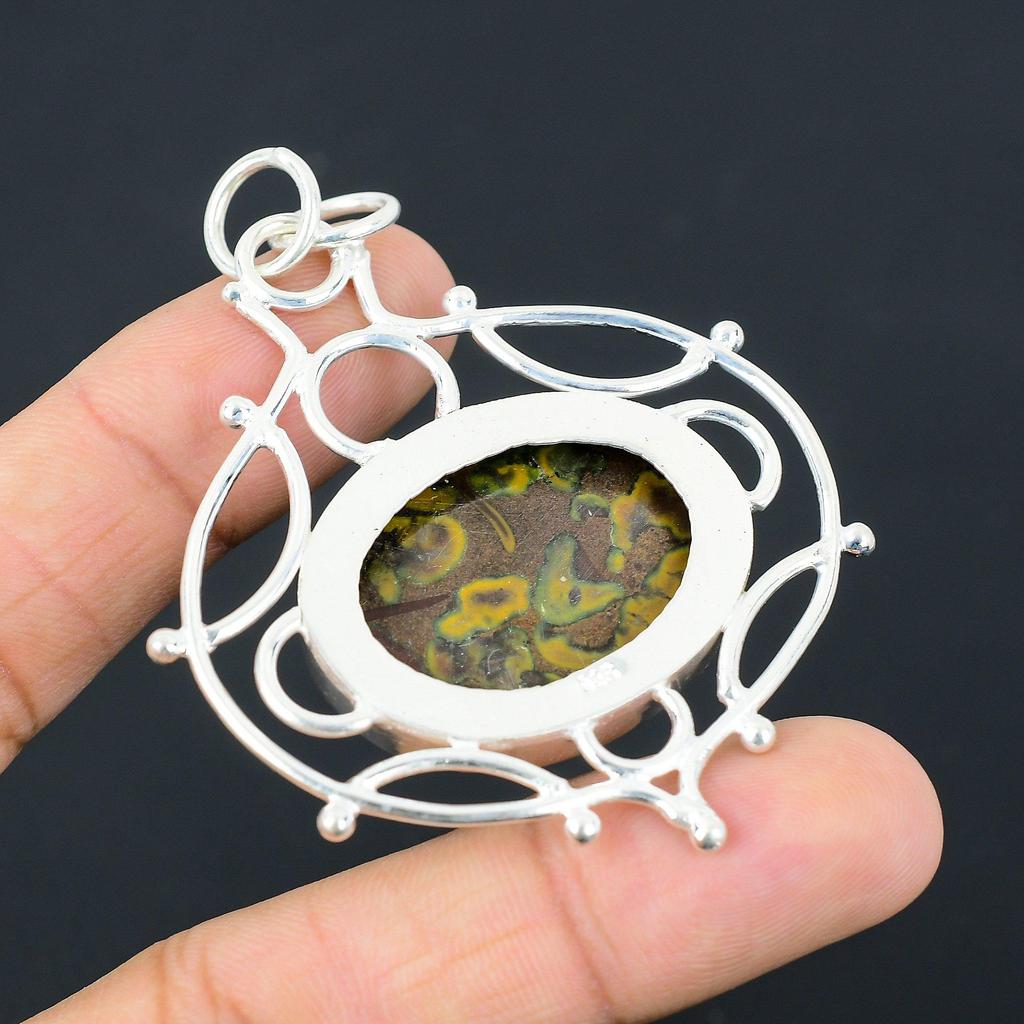 Friendship Day Deal 925 Sterling Silver Fruit Jasper Gemstone Daughter Pendant