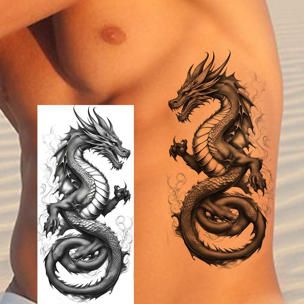 1 Sheet Fashion Dragon Temporary Tattoos For Men Adults Women Forearm Arm Leg Waist Tattoo Sleeve Sticker Disposable Decoration