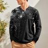 Men's V-neck Casual Fashion Printed Long-sleeved T-shirt Top