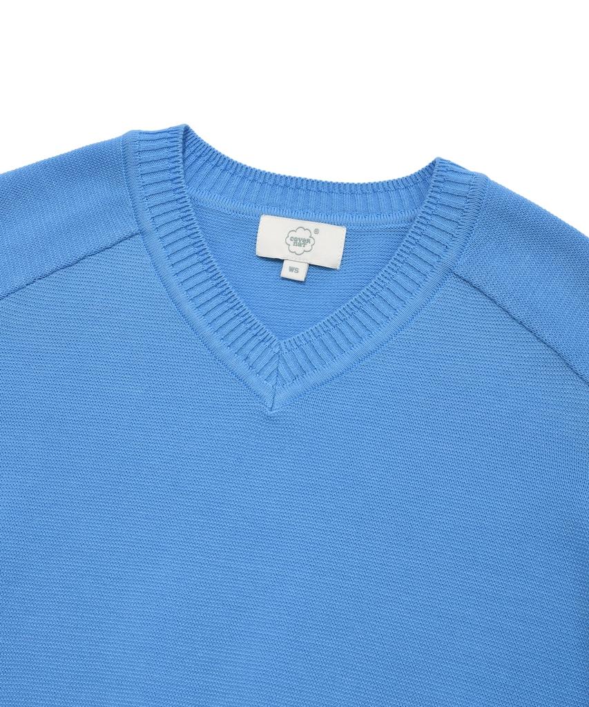 COVERNAT WOMAN Basic V-Neck Knit Light Blue