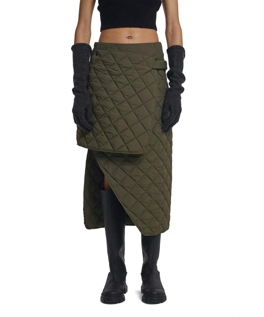 TRUNK PROJECT Detachable Quilted Skirt_Khaki
