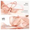 Dětské růžové saténové špičky pro začátečníky se stuhou - Tvrdá podrážka Dospělé taneční cvičky