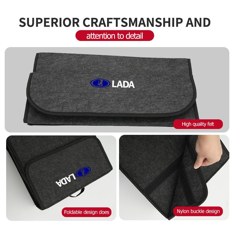 Car Trunk Organizer Felt Foldable Portable Storage Container For Lada Niva Vesta 4X4 Samara Kalina Largus Priora Granta