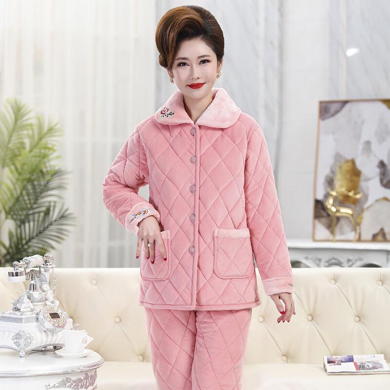 Langsha Women's Coral Fleece Quilted Pajama Set