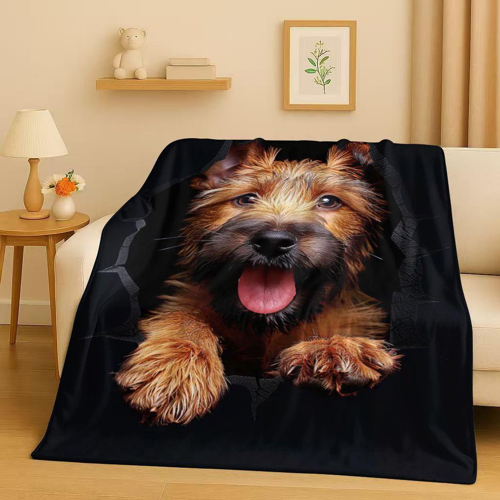 2026 New Breaking Wall 3D Illusion Dog Puppy Flannel Blanket,Ultra Soft Warm Plush Throw for Home Bedroom Bed Sofa Cover Gift
