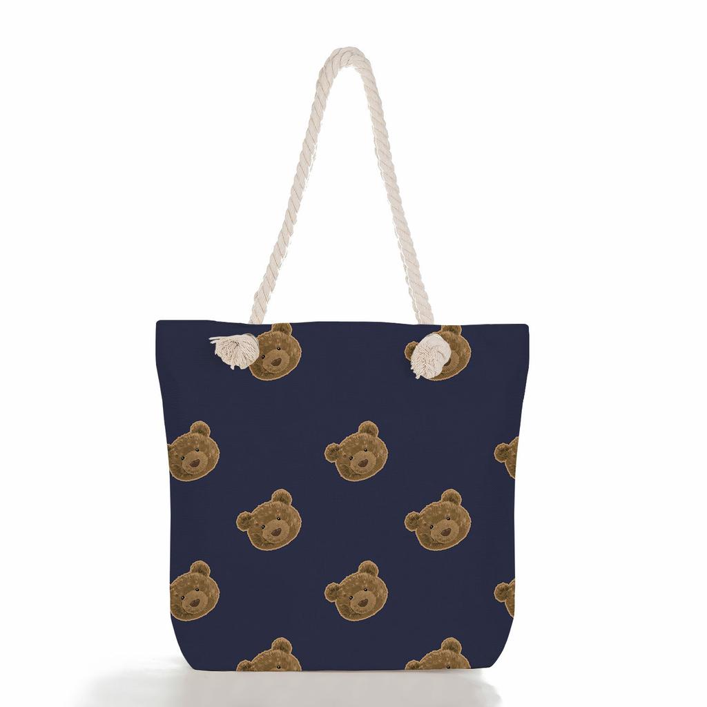 Bear Doll Print Thick Rope Single-shoulder Beach Bag 7256