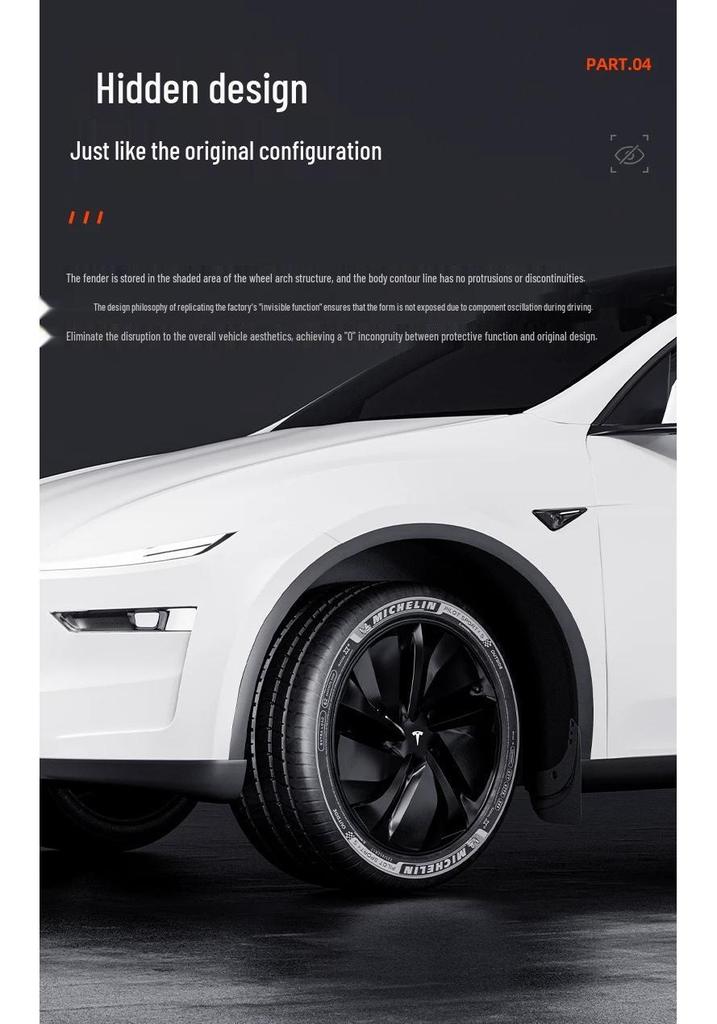 Tesla Mudguards: Updated Model 3/Y & Six-Seater Y Front Row Tire Modification Accessories