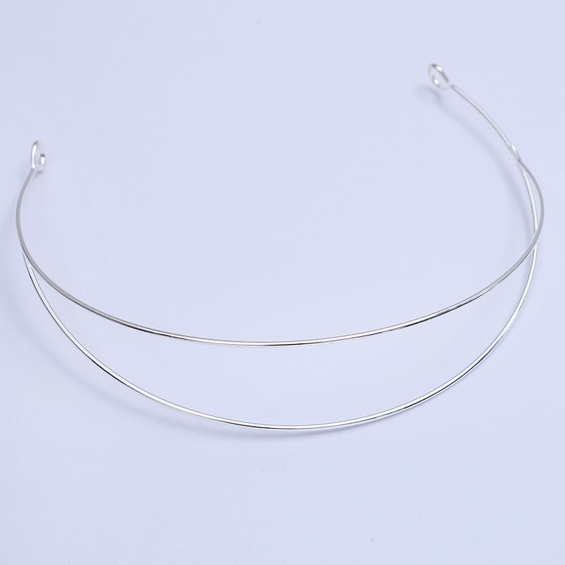 3pcs Metal Hairband Two-line Bride Crown Headdress Gold Silver Hairwear Head Hair Bands Base Setting Jewelry Components Wedding