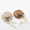 Sombrero de paja para niños con encaje y copa plana Sombrero de paja para el sol de niñas Verano pequeño y fresco temperamento Sombrero de paja para mujer padre-hijo