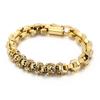 Tempusort Fashion Jewelry Punk Style Skull-and-Polygon Design Silver Black Gold Plated Stainless Steel Bracelets for Men