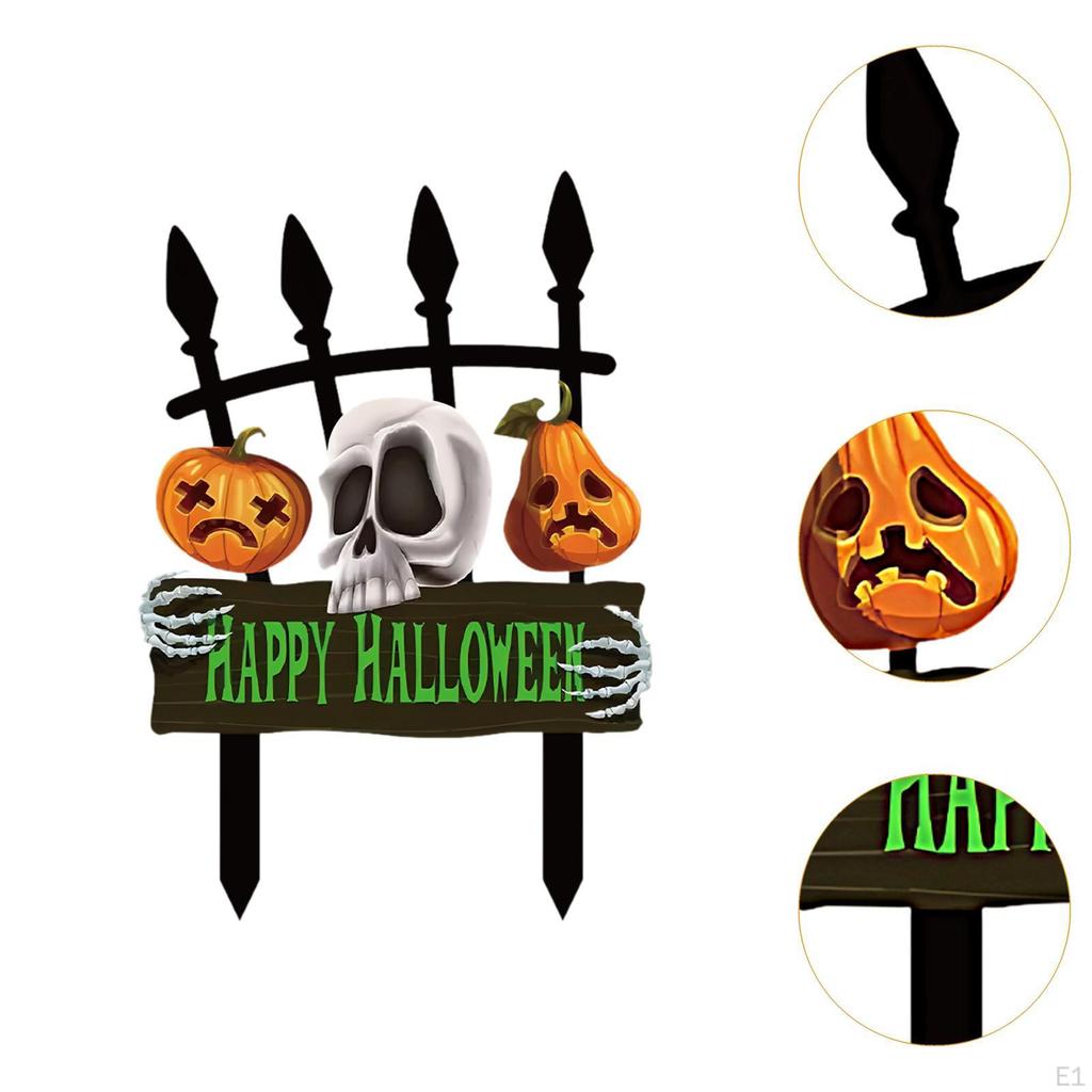 Halloween Yard Sign Iron Art Ornament Decor, Metal Decorative Garden Stake for Lawn,