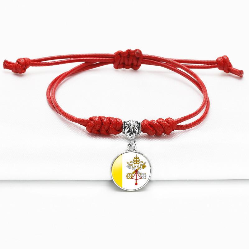 Red Bracelet Trendy With Timeless Gem European Country Flags Unisex Material Mixed