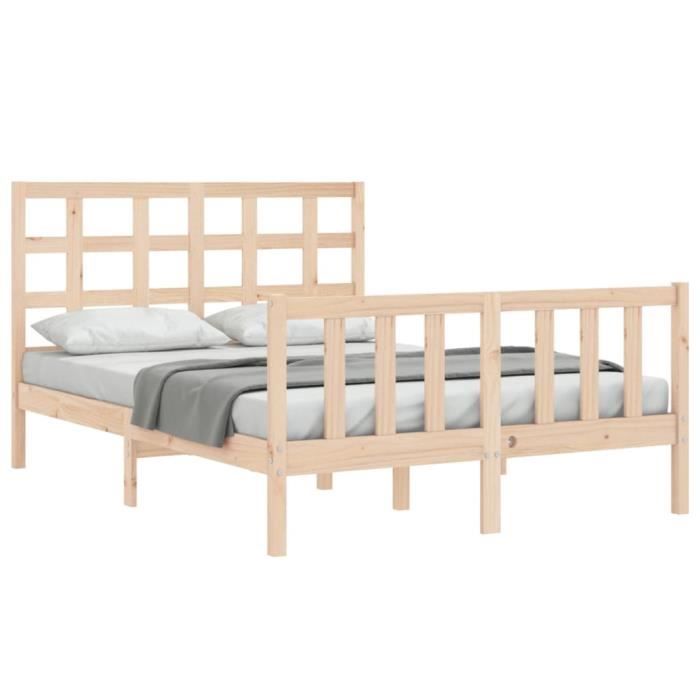 VidaXL Bed Frame with Headboard 140x190 Cm Solid Wood 3192081