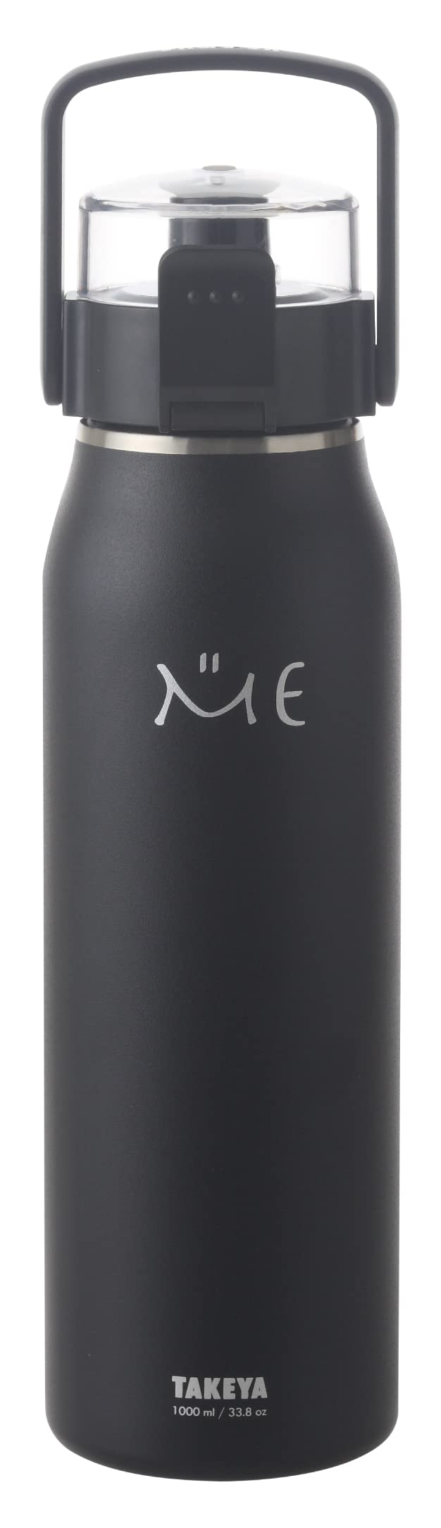 

[Official Takeya] ME Bottle 1.0L Black Water Bottle, 1000ml Stainless Steel, One-Touch Closure, Insulated, Shoulder Strap, for Kids, TAKEYA...