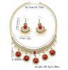 Conjunto de Colar e Brincos de Flor com Strass Estilo Étnico Retro para Mulheres