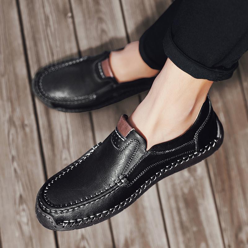 Classic Brand Men's Leather Casual Shoes Soft Soles Comfortable Loafers Outdoor Hiking Men's Hiking Shoes Wear-resistant Soles