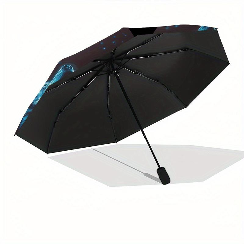 Wolf Pack Night Theme 8 Bone Hand Automatic Folding Fashion umbrella, Compact and Portable Design, A Perfect Gift for Birthday, Christmas or