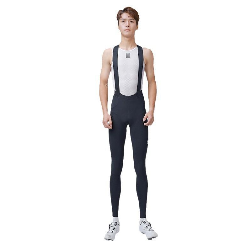 Mens Fleece Cycling Bib Pants With Magnetic Snap Warm Thermal Base Layer Road Bike Riding