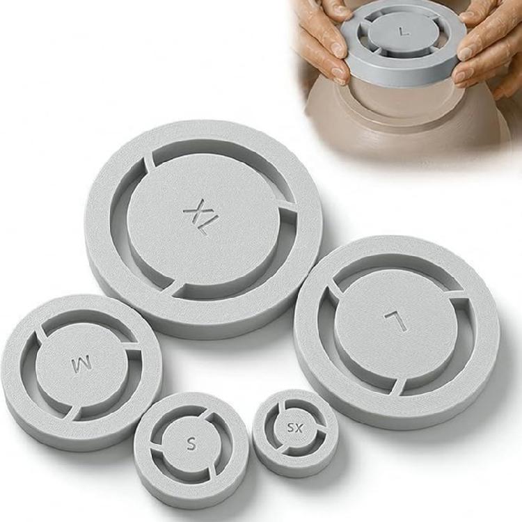 ABS Pottery Base Form Set, 5 Trimming Support Guides for Clay Bottom Shaping, Matte Finish Handling and Wheel Side Studio Tasks in Daily Use