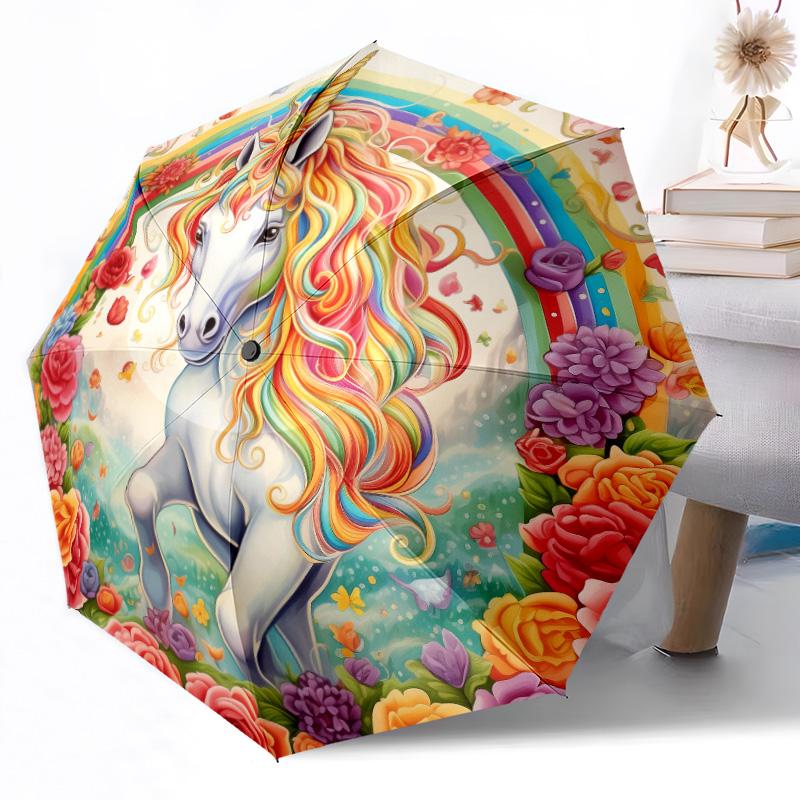 Unicorn Automatic Umbrella Compact 8-Rib Design Durable  & Iron All-Season Umbrella for Travel Elegant Women's Umbrella