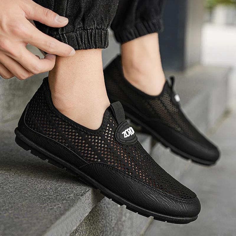 Breathable Hollow Out Casual Walking Driving Shoes Lazy Shoes Chaussure Hombre Summer Men Shoes Slip-on Loafers Casual Shoes
