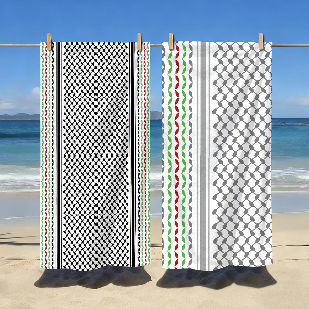 Lang Pattong White Palestine Keffiyeh Arabic Scarf Towel Soft Pool Gift For Travel Gym Shower Camping Quick Dry Sports Large Beach Towels