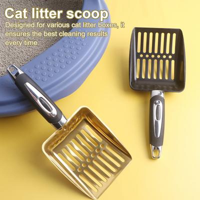 Cat Litter Scoop with Ergonomic Long Handle Stainless Steel Deep Shovel Slotted Litter Scooper Non-stick Poop Sifting Shovel Sifter Pet Supplies