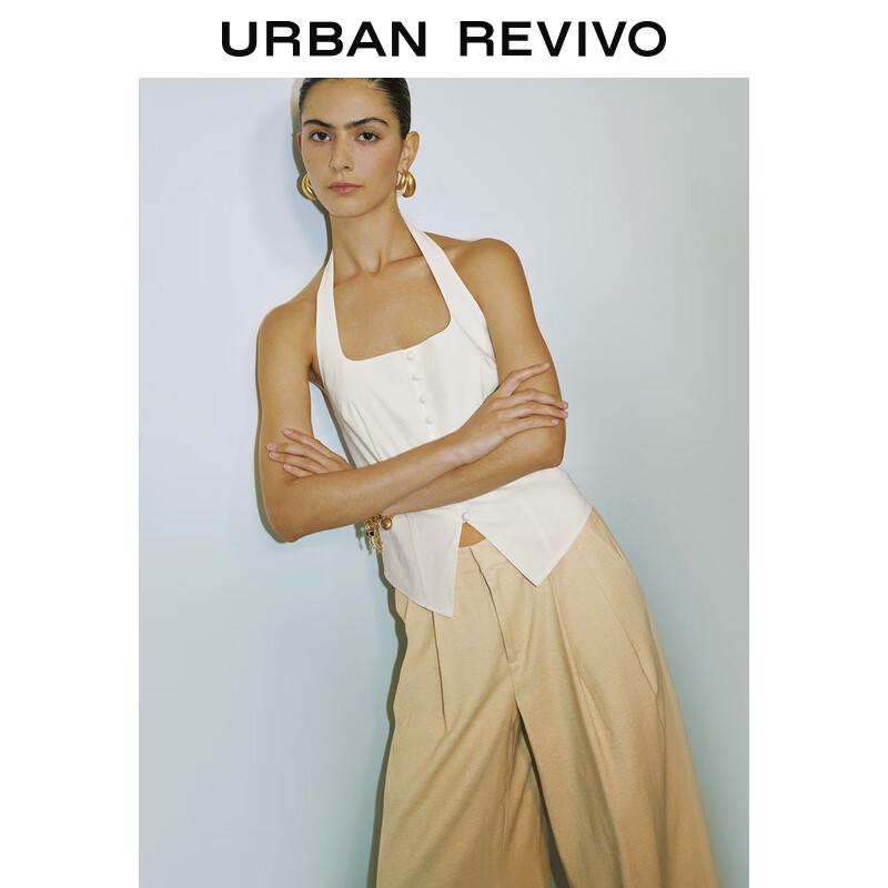 UR 2025 Women's Elegant Square Neck Button-Front Slim-Fit Vest Jacket