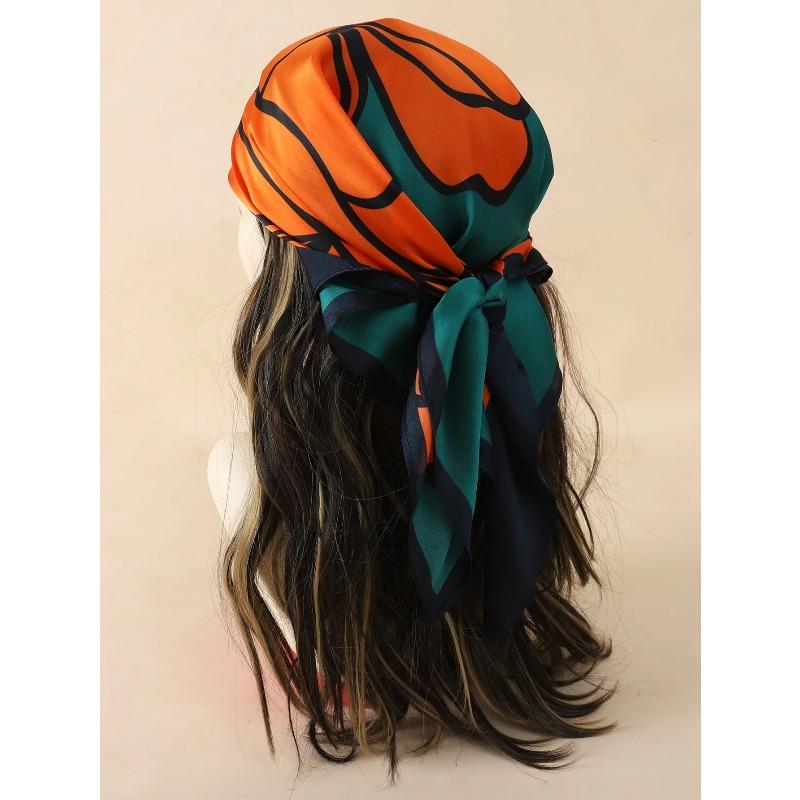 Marca de luxo lenço quadrado de seda feminino gato pescoço cabelo laço bandana praia hijab lenço cabeça bandanas bandana feminino foulard 70cm