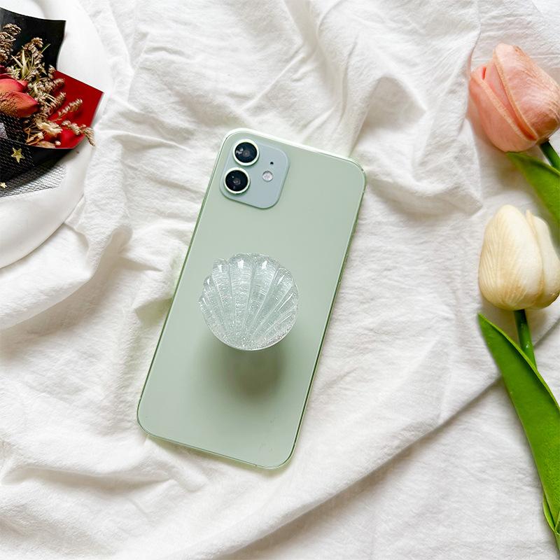 Pink Girl Heart Three-Dimensional Shell Glitter, Mobile Phone Airbag Bracket, Small Wind, Fresh Back Sticker, Retractable