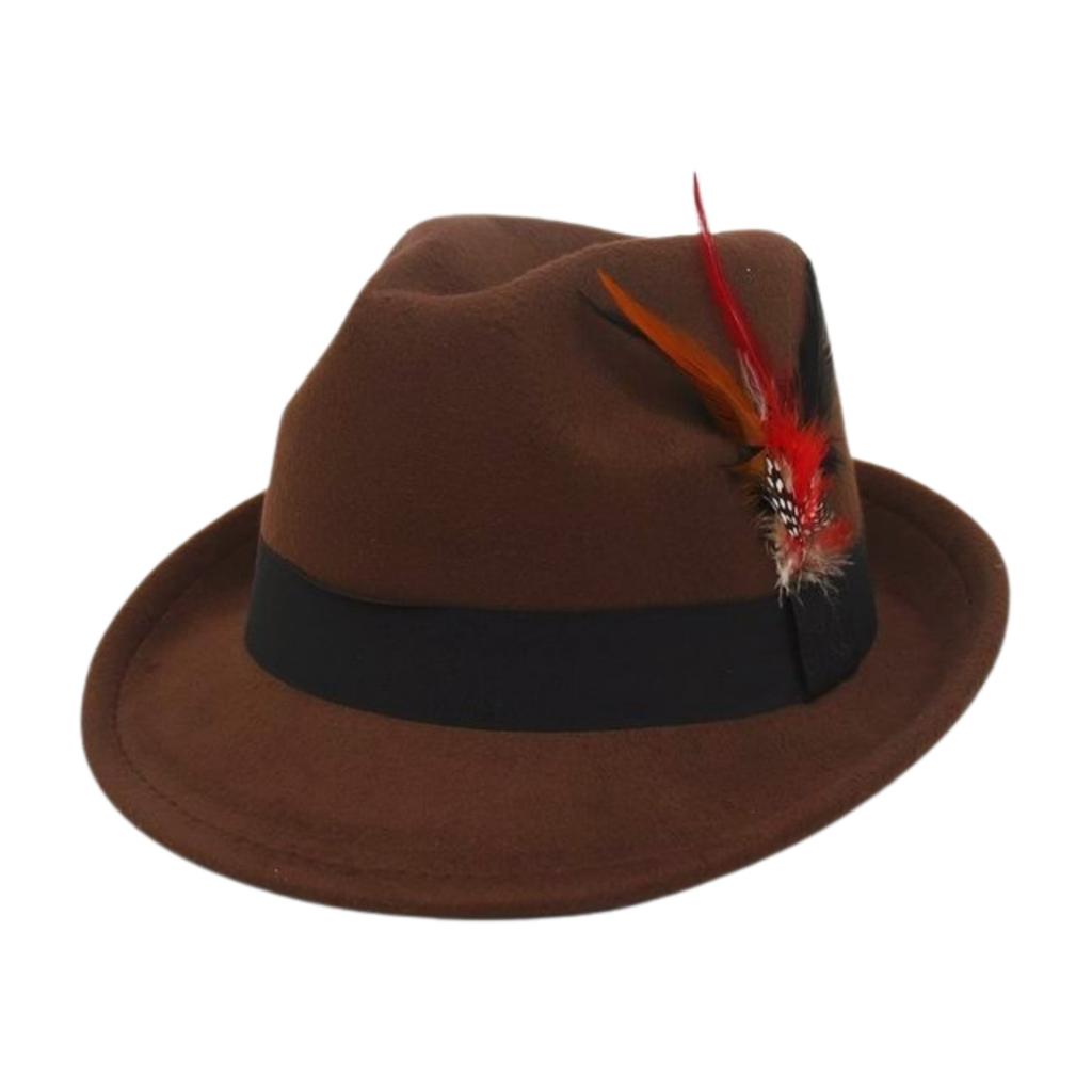 Feather Top Hat Curled Retro Hat British Jazz Hat