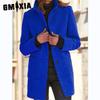 GMXIA Women's Vintage Casual Lattice Print Autumn Winter Long Sleeve POLO Neck Jackets & Coats