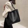 Eenvoudige Dames Bucket Schoudertassen Effen Kleur Handtassen Retro Grote Capaciteit Tote Bags Grote Capaciteit PU Leer Tassen