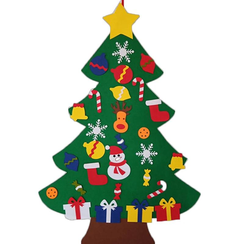 DIY Filz Weihnachtsdekorationen Weihnachtsbaum Tür Wandbehang Ornamente Filz-Weihnachtsbaum Neujahr Weihnachtsmann Weihnachten Kindergeschenke