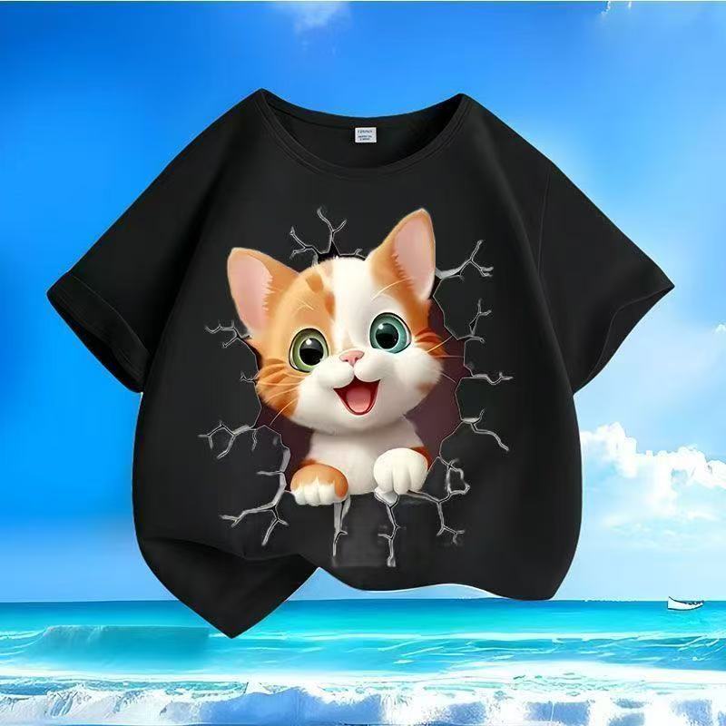 2026 Summer New Personalized Children s T-shirt Soft Cute Kapibala Printed Pure Cotton T-shirt 110