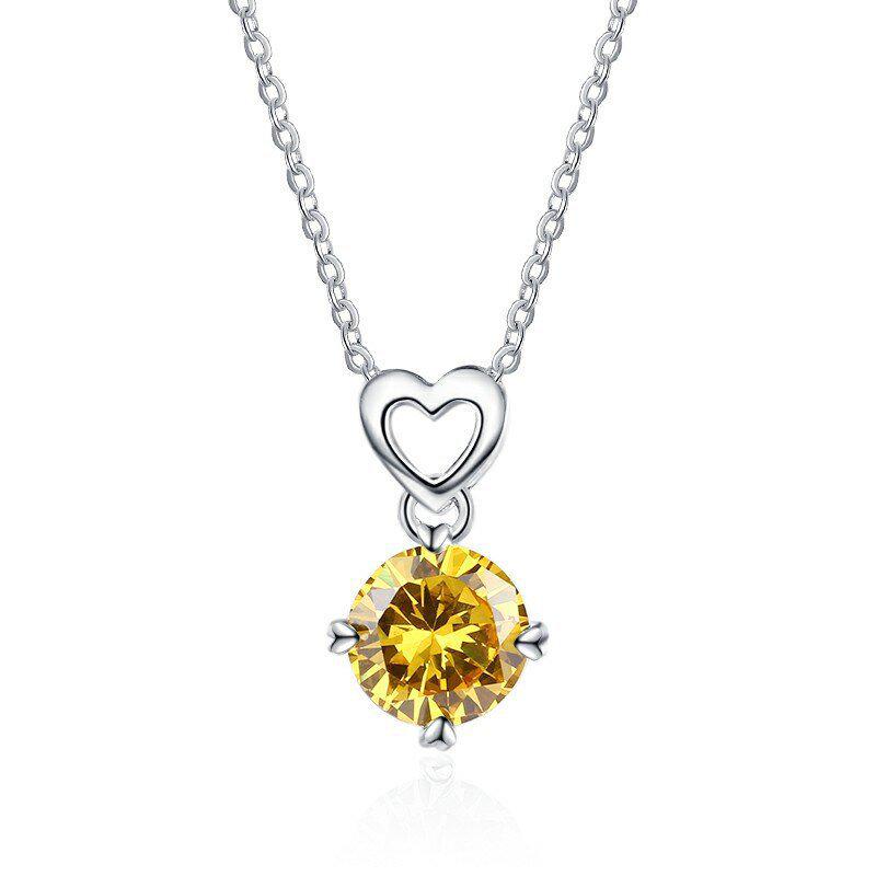 Women's Heart Necklace with 2 Carat Imitation Moissanite, Featuring 8 Hearts & Arrows, Popular In Japan & Korea, Broadcast-Style Design