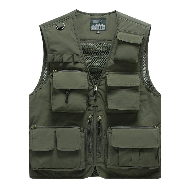 Men's Casual Outdoor Unloadable Multifunctional Reporter Travel Photography Mesh Quick Drying Fishing Vest Men