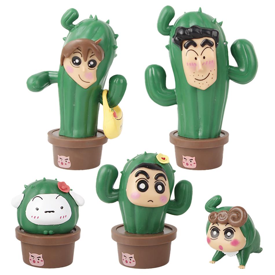 5 Stück Crayon Shin-chan Kaktus Actionfigur Nohara Shinnosuke Anime Figur PVC Sammlermodell Spielzeug Kindergeschenke
